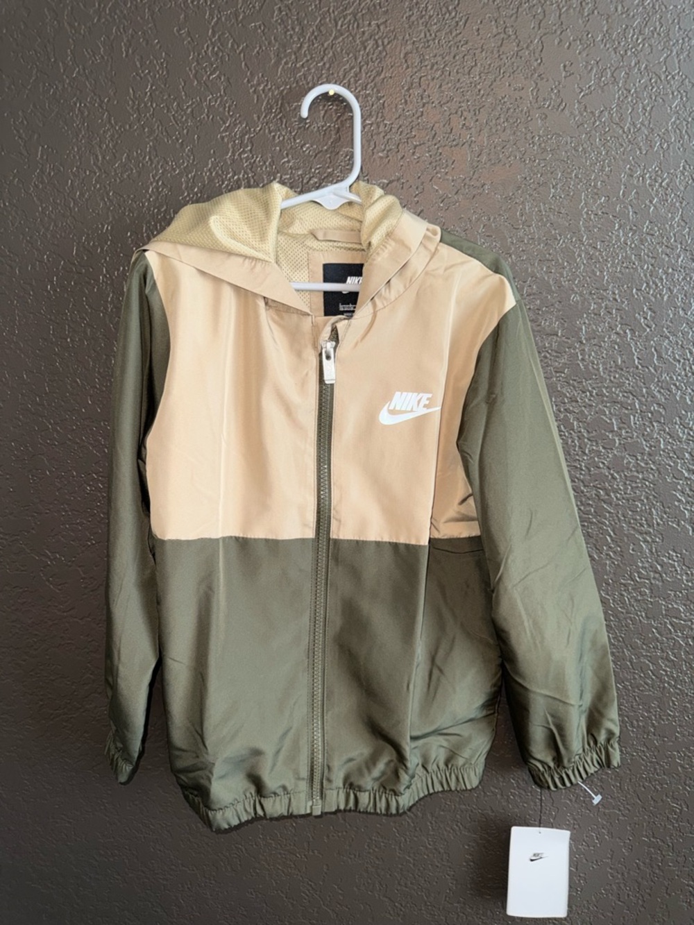 Nike Tan Hooded Jacket with White Logo